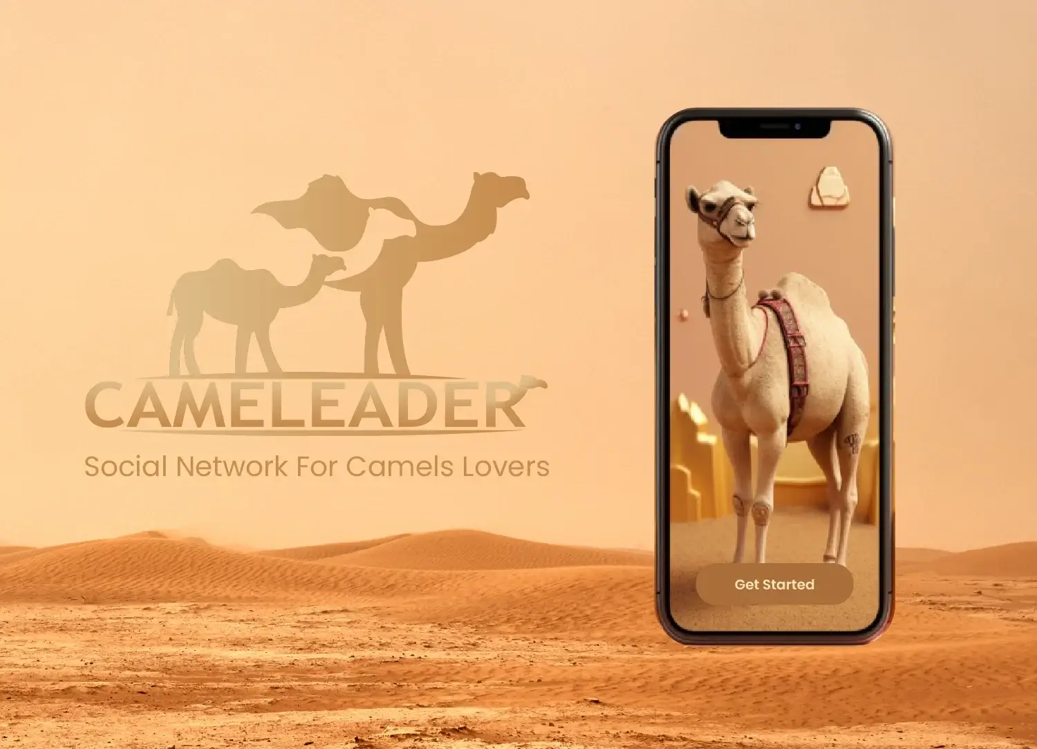screen show of networking app designed exclusively for camel enthusiasts and professionals worldwide.